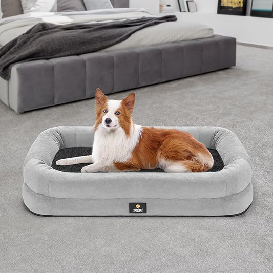 Veehoo Orthopedic Dog Bed for Large Dogs 4-Sides Bolster