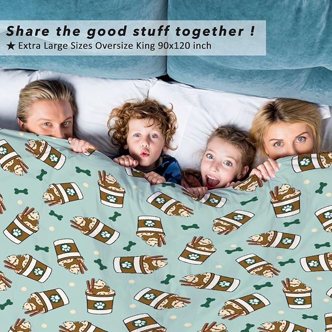 Puppy Coffee Dog Bone Blanket Gifts Super Soft Pet Blanket for Dog 50"x40" for