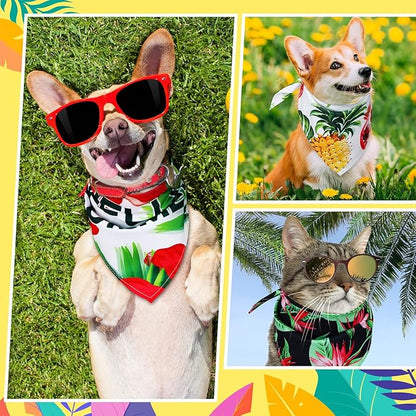 100 Pcs Hawaiian Dog Bandanas Bulk Summer Pet