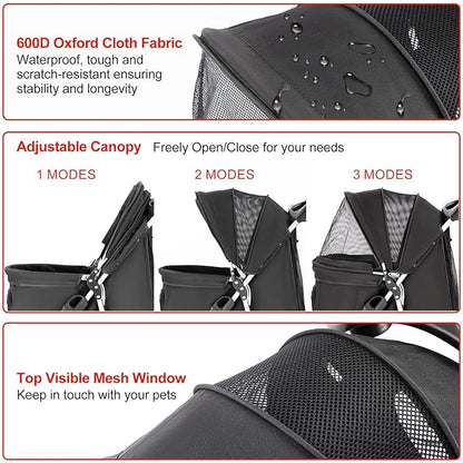 Pet Stroller for Medium Small Dogs and Cats 4 Wheels,