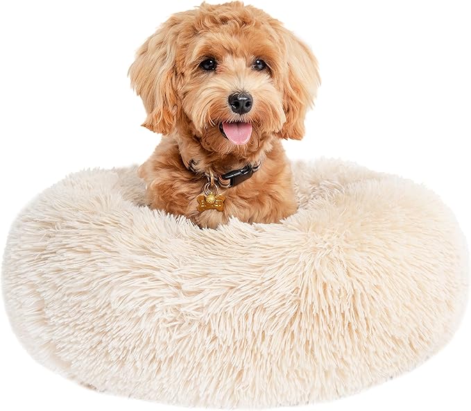 Small Dog Bed Calming Dogs Bed for Small Medium Large Dogs Anti-Anxiety Puppy Bed Machine Washable Warming Cozy Soft Pet Round Bed Fits up to 10-100 lbs (23”Small（Pack of 1）
