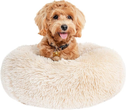 Small Dog Bed Calming Dogs Bed for Small Medium Large Dogs Anti-Anxiety Puppy Bed Machine Washable Warming Cozy Soft Pet Round Bed Fits up to 10-100 lbs (23”Small（Pack of 1）