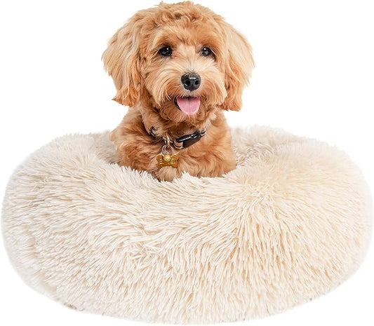 Small Dog Bed Calming Dogs Bed for Small Medium Large Dogs Anti-Anxiety Puppy Bed Machine Washable Warming Cozy Soft Pet Round Bed Fits up to 10-100 lbs (23”Small（Pack of 1）
