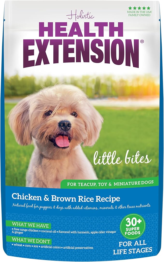 Health Extension Little Bites Chicken & Brown Rice Dry Dog Food (18 lb / 8.1 Kg) - Natural with Probiotics and Superfoods for Teacup, Toy & Small Breeds