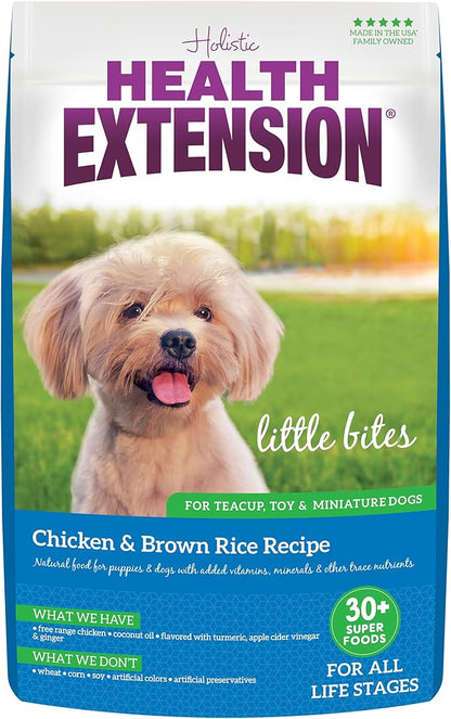 Health Extension Little Bites Chicken & Brown Rice Dry Dog Food (10 lb / 4.5 Kg) - Natural with Probiotics and Superfoods for Teacup, Toy & Small Breeds