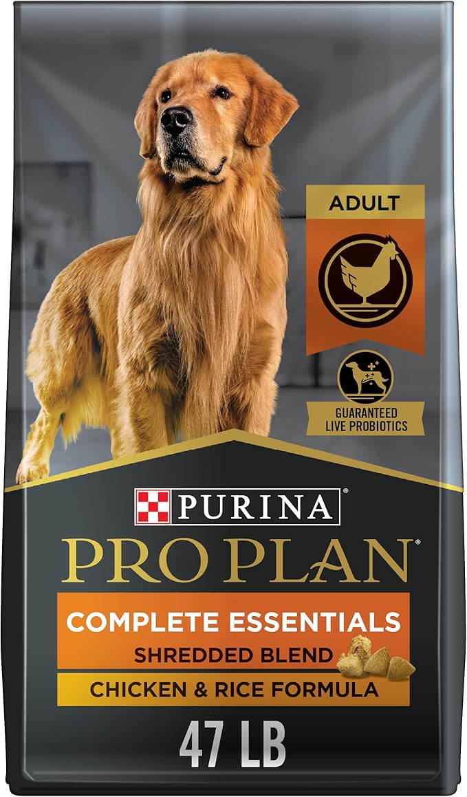 Purina Pro Plan High Protein Dog Food With Probiotics for Dogs, Shredded Blend Chicken & Rice Formula - 47 lb. Bag