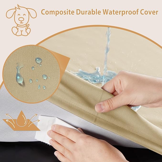 BFPETHOME Outdoor Dog Beds for Large Dogs (36 x 27in, Beige)