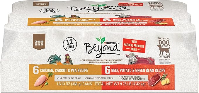 Purina Beyond Grain Free, Natural Pate Wet Dog Food, Chicken & Beef Recipe Variety Pack - (12) 13 oz. Cans