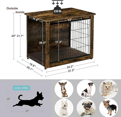 DWANTON Dog Crate Furniture with Cushion 27.2" L,