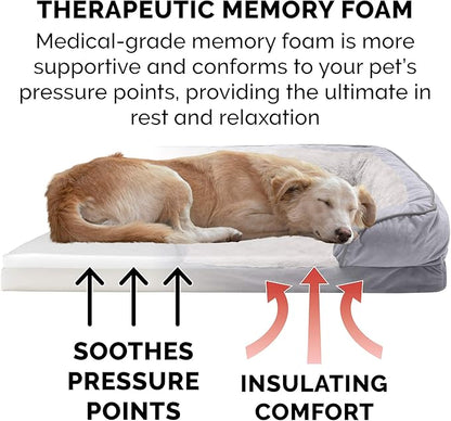 Furhaven Memory Foam Dog Bed for Large Dogs w/ Removable Bolsters & Washable Cover 95 lbs 40.0"L x 32.0"W x 9.5"Th
