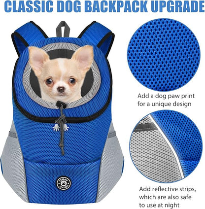 YESLAU Dog Backpack Carrier Pet Carrier for Small Medium Dogs Travel Bag Front Pack Breathable Adjustable with Safety Reflective Strips for Hiking Outdoor Cats