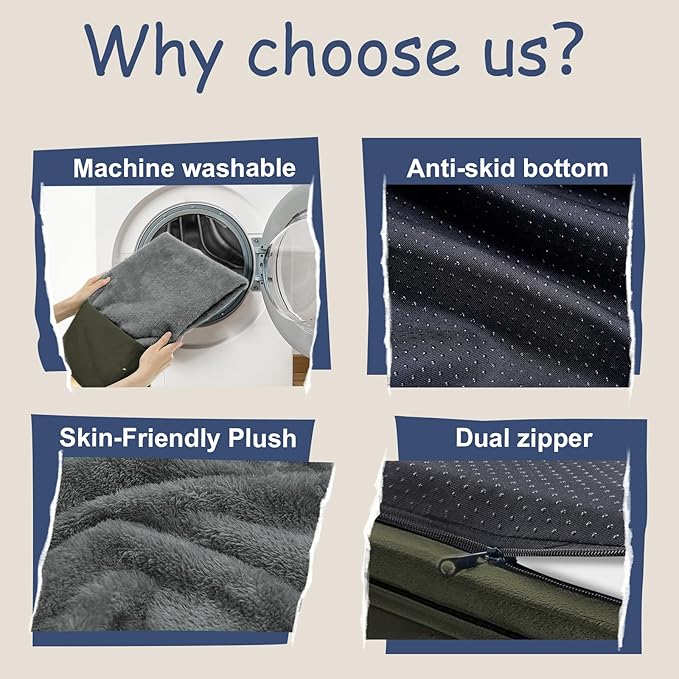 Orthopedic Washable Large Dog Bed: Jumbo Dog Bed Bolster Waterproof