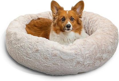 Best Friends by Sheri The Original Calming Donut Cat and Dog Bed in Lux Fur Oyster 30"