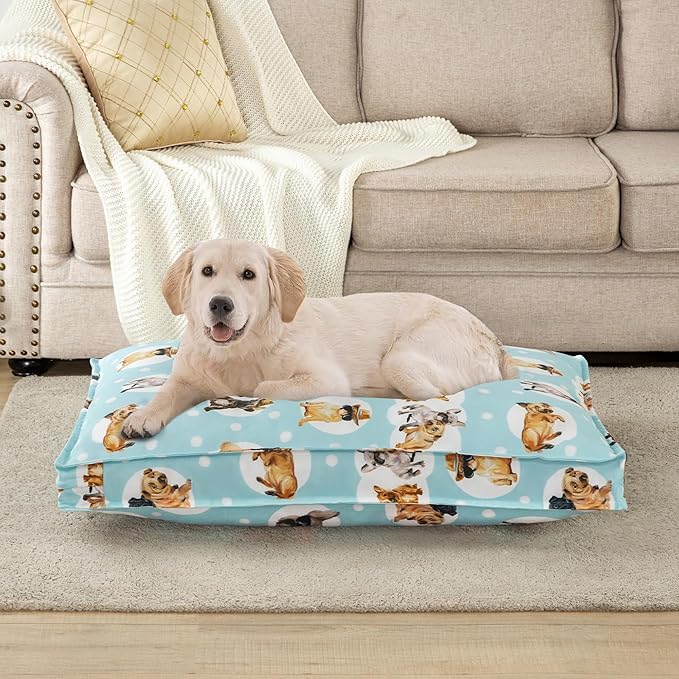 Dog Bed Cover, Waterproof Dog Bed Replacement Cover with Zipper, Oxford Removable Pet Bed Mattress Protector for Outdoor Use, 36Lx27Wx5H in, Bed Cover Only, White Dots Pattern