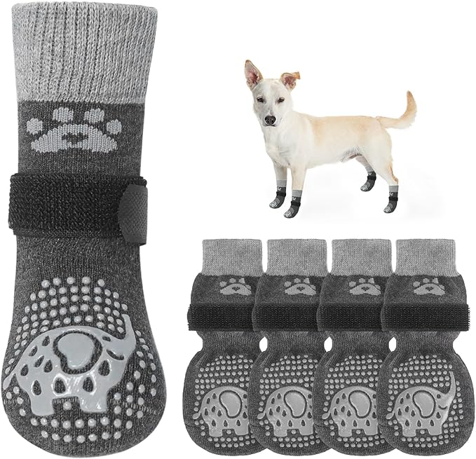 SCENEREAL Dog Socks to Prevent Licking Paws for Hardwood Floors Anti Slip