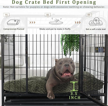 36 inch Dog Crate Bed for Large or Medium Dog Machine Washable,Dog Crate Bed 36 x 24 Extra Soft Anti Anxiety Crates Pad fit Kennel or Cage,Clearance Non Slip Bottom Comfy Pet Pillow Up to 50 lbs,Olive