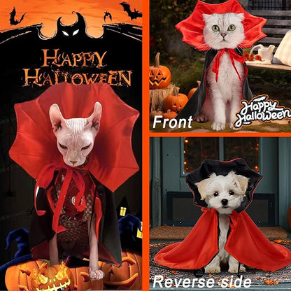 Halloween Dog Costume Pet Vampire Cape Devil Costume Dog Halloween Cloak Cape Funny Halloween Outfits for Small Medium Dogs Puppy Witch Clothes Cosplay Wizard Outfit Party Cosplay Costumes