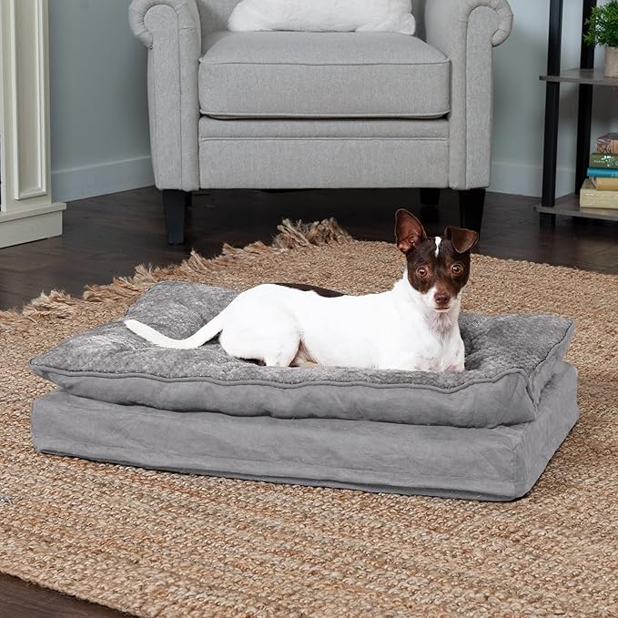 Furhaven Orthopedic Dog Bed for Medium/Small Dogs w/ Pillow Cushion Top & Removable Washable Cover 35 lbs