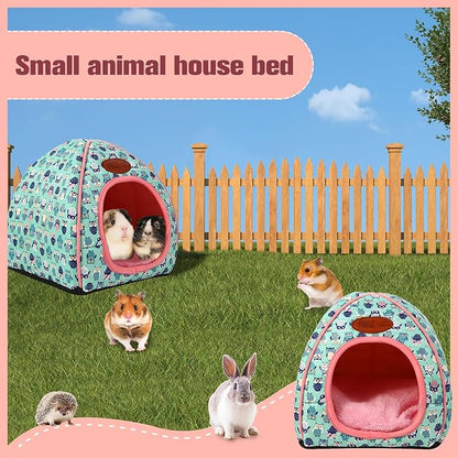 Cozy Guinea Pig Hideout Bed Soft Fleece Material Removable Cushion Washable and Dryer Friendly Perfect Cage Accessories for Rabbits Hamsters Hedgehogs