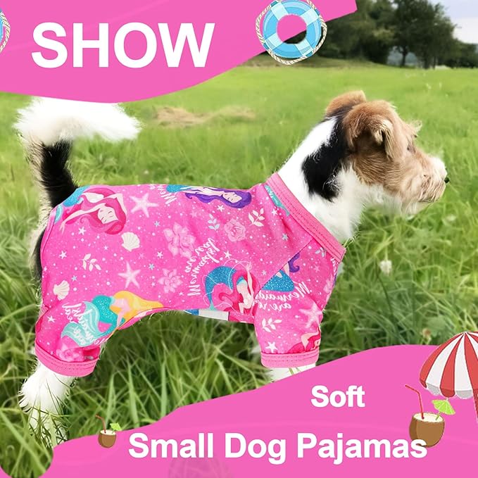 Dog Clothes for Small Medium Dogs Summer Cute Dog Pajamas Boy Girl Dog Pjs Soft Stretchy Doggie Puppy Clothes Cat Pet Jammies Outfit (Pink