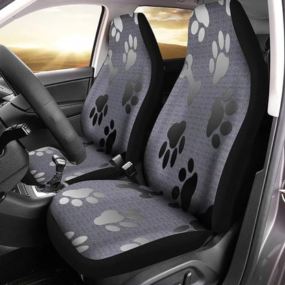 Grey Black Dog Paw Bones Pattern Universal Car Interior Accessories Decoration 2 Pack