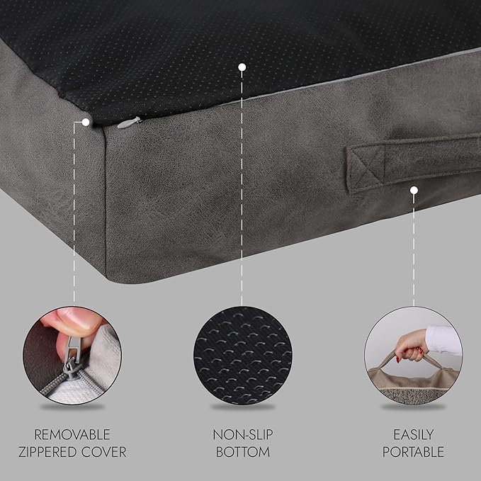 Memory Foam Dog Bed for Extra Large Dogs- Waterproof Dog Bed Mat with Removable Washable Cover