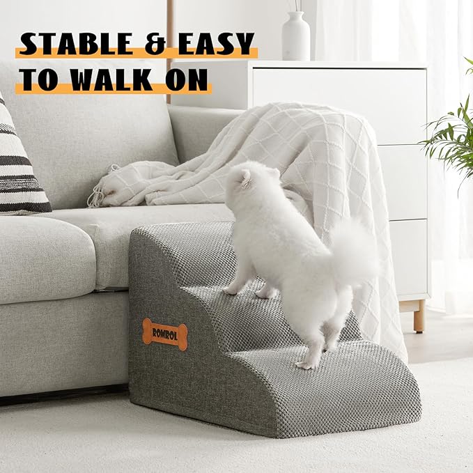 Romrol Dog Stairs Ramp for Bed 15.7”H 3