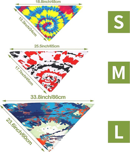 10PCS Dog Bandanas Tie Dye for Large XL Breed Dog Big Bandanas Pack Kerchief Washable Triangle Bibs Head Scarves Scarfs for Boys and Girls Grooming Accessories Costume