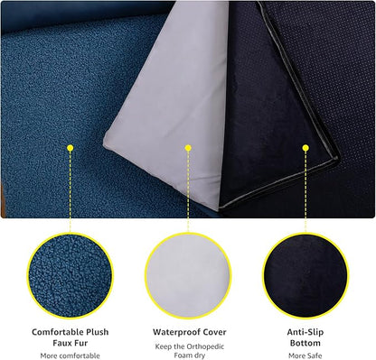 Orthopedic Dog Bed for Large Dogs Removable Bolsters & Washable Cover 98 lbs