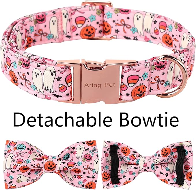 ARING PET Halloween Dog Collar-Cute Pink Dog Collar with Bow