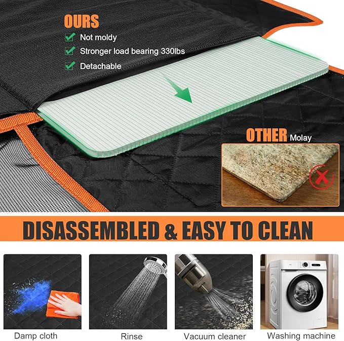 Back Seat Extender for Dogs Hard Bottom Dog 330lbs-Waterproof Dog