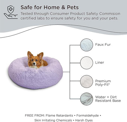 Best Friends by Sheri The Original Calming Donut Cat and Dog Bed in Shag Fur Lavender 30"