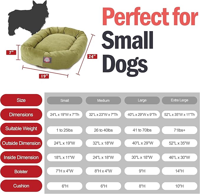 Majestic Pet 24 Inch Micro Velvet Calming Dog Bed Washable – Cozy Soft Round Dog Bed with Spine for Head Support 24x19x7 (Inch)