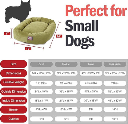 Majestic Pet 24 Inch Micro Velvet Calming Dog Bed Washable – Cozy Soft Round Dog Bed with Spine for Head Support 24x19x7 (Inch)