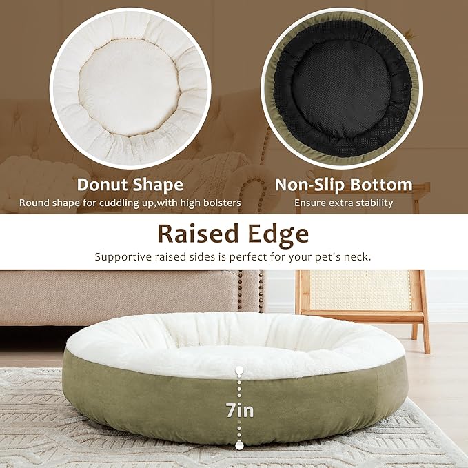Love's cabin Round Donut Cat and Dog Cushion Bed 30in Pet