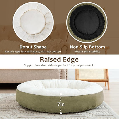 Love's cabin Round Donut Cat and Dog Cushion Bed 30in Pet
