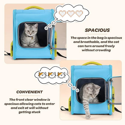 Cat Backpack Breathable Pet Carrier for Cats and Small Dogs, Light Sky Blue