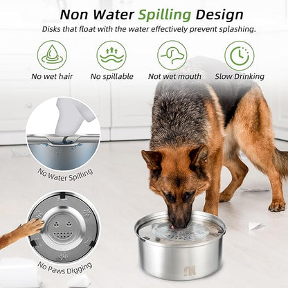 1L/0.26 Gallon Dog Water Bowl No Spill, Stainless Steel No Spill Water Bowl for Dogs, Slow Water Dog Bowl, No Splash Dog Water Bowls