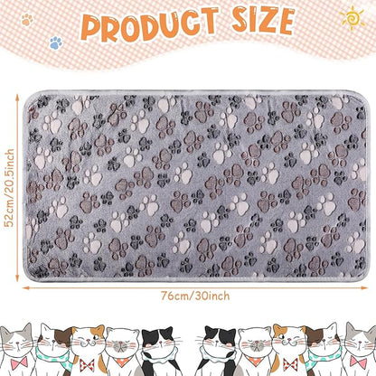 4 Pcs Pet Blanket Dog Puppy Blanket Paw Print Fleece Blanket for Small Medium Pet Dog Cat Warm Soft Sleep Mat Guinea Pig Cage Liners Blanket (Gray Medium(30 x 20.5 Inch))