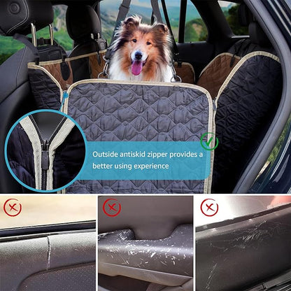 Lassie Dog Car Seat Covers for Back Seat Waterproof with Mesh Visual Window Durable Scratchproof Nonslip Dog Car Hammock with Universal Size Fits for Cars