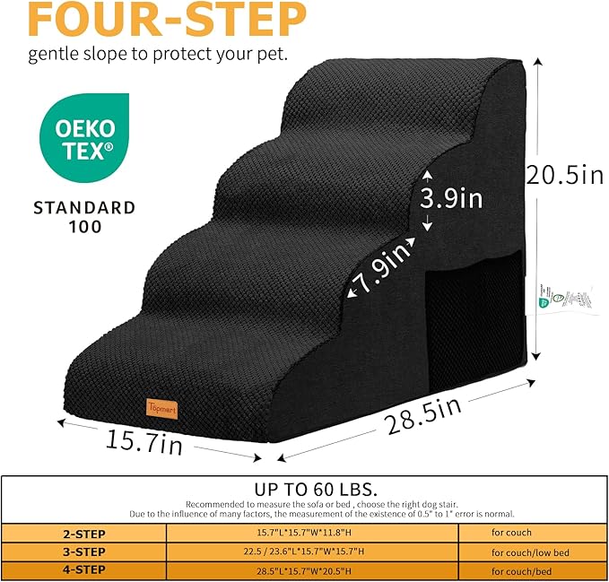 Topmart High Density Foam Dog Steps 4 Tiers