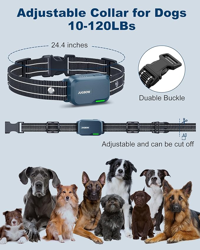 Jugbow Dog Shock Collar - 3300FT Dog Training Collar with Remote IPX7 Waterproof Electric Collar with 4 Training Modes, Security Lock, Rechargeable e-Collar for All Breeds, Sizes Cyan Blue