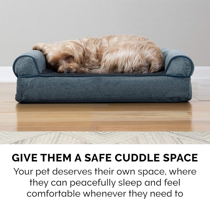 Furhaven Memory Foam Dog Bed for Large/Medium Dogs w/ Removable Bolsters & Washable Cover 55 lbs