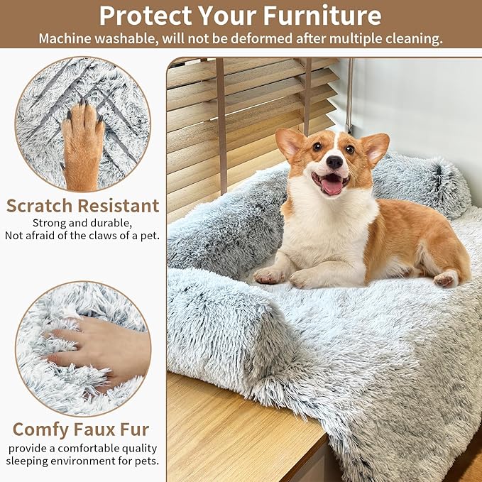 Calming Dog Couch Bed for Large Dogs 30 x 30 x 5.9 Inches