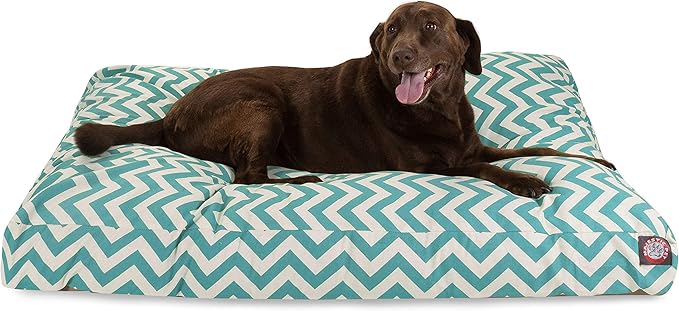 Teal Chevron Extra Large Rectangle Indoor Outdoor Pet Dog Bed With Removable Washable Cover By Majestic Pet Products