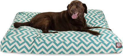 Teal Chevron Extra Large Rectangle Indoor Outdoor Pet Dog Bed With Removable Washable Cover By Majestic Pet Products