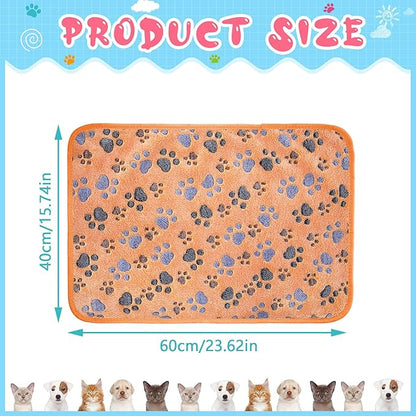 4 Pcs Pet Blanket Dog Puppy Blanket Paw Print Fleece Blanket for Small Medium Pet Dog Cat Warm Soft Sleep Mat Guinea Pig Cage Liners Blanket (Coffee,Small(24 x 16 Inch))