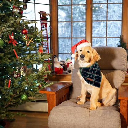 Christmas Day Dog Bandana Red Green Plaid Cotton