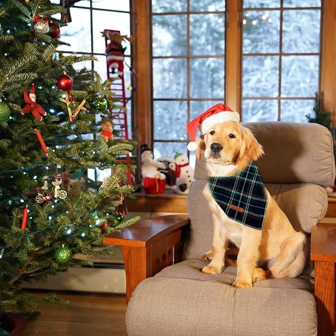 Christmas Day Dog Bandana Red Green Plaid Cotton