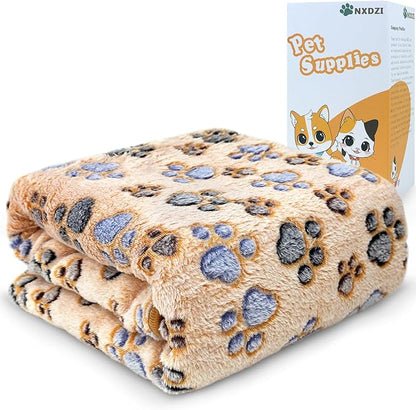 Dog Blankets for Large Dogs, 1 Pc Dog Blanket Washable 60" x 50", Fuzzy Soft Pet Mat Throw Cover for Kennel Crate Bed, Cute Paw Pattern, Cat Blanket, Blankets for Dogs, Pet Blanket